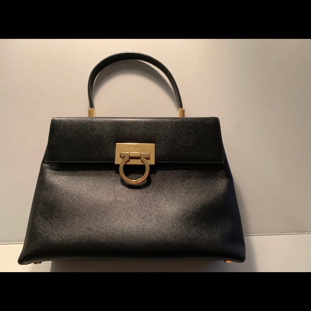 Vintage black Ferragamo top handle handbag handbag
